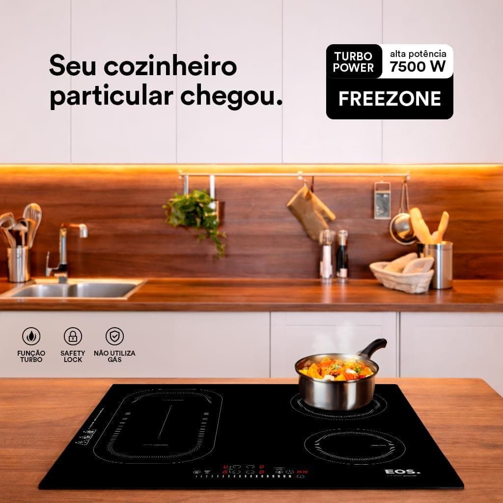 Cooktop de Indução 4 Bocas EOS Freezone 7500W ECI04EPF 220V
